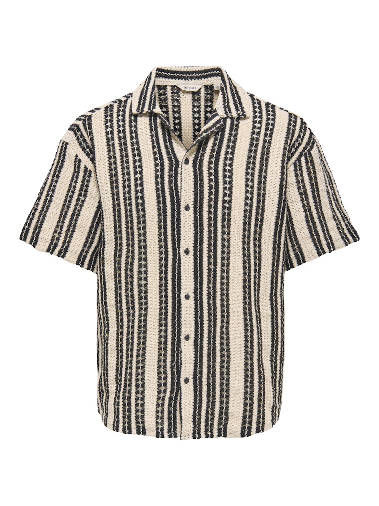 ONSDANI CROCHET SS SHIRT - Cloud Dancer/Black
