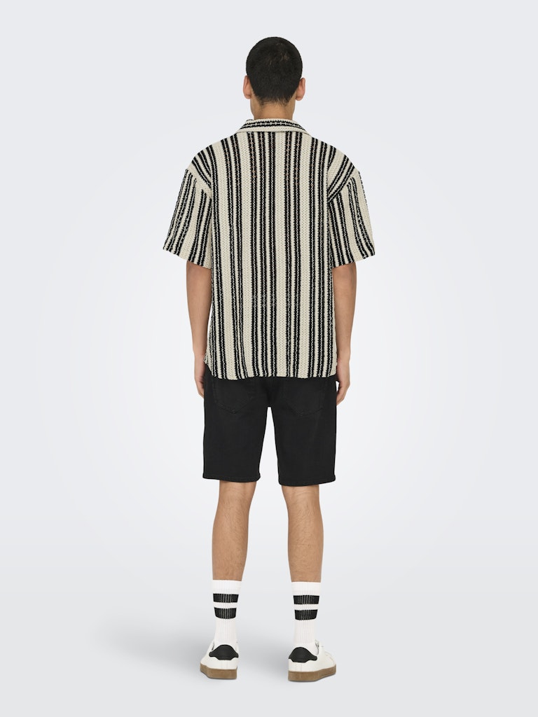 ONSDANI CROCHET SS SHIRT - Cloud Dancer/Black