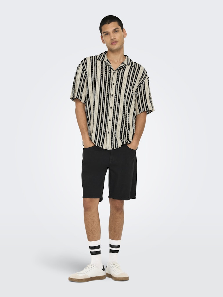 ONSDANI CROCHET SS SHIRT - Cloud Dancer/Black