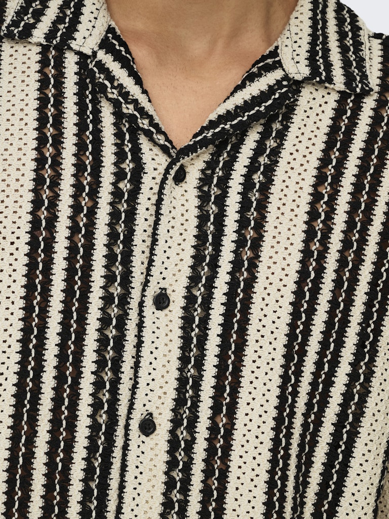 ONSDANI CROCHET SS SHIRT - Cloud Dancer/Black