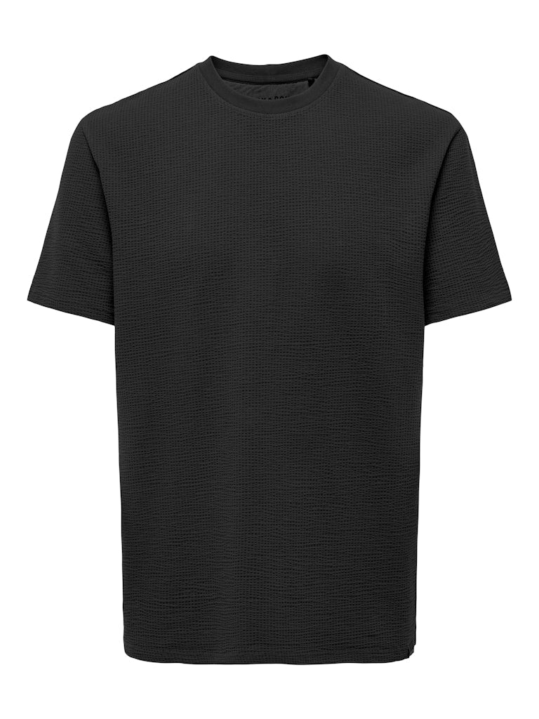 ONSKIAN LIFE REG SEERSUCKER SS TEE - Black