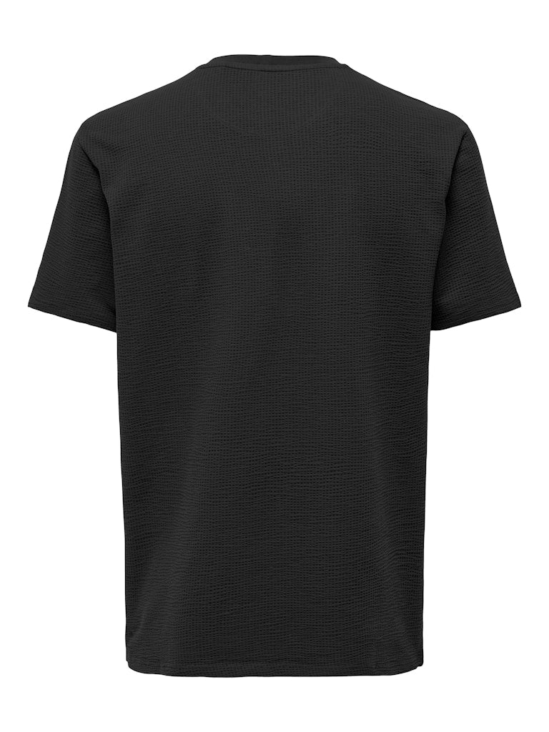 ONSKIAN LIFE REG SEERSUCKER SS TEE - Black