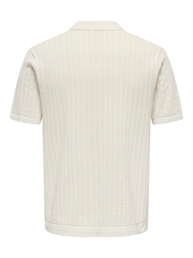 ONSMOON REG 12 SS POLO KNIT - Egret