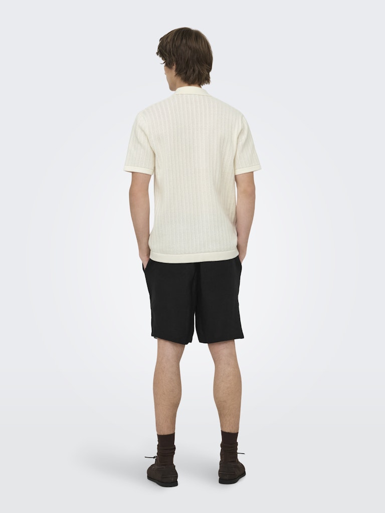 ONSMOON REG 12 SS POLO KNIT - Egret