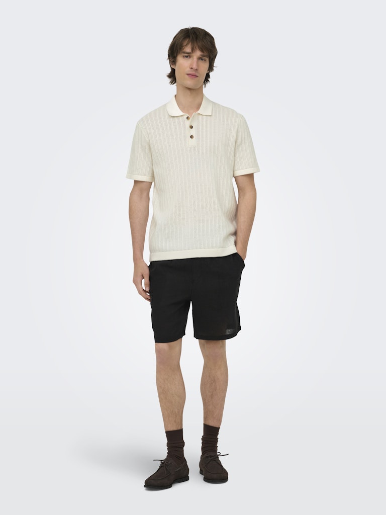 ONSMOON REG 12 SS POLO KNIT - Egret