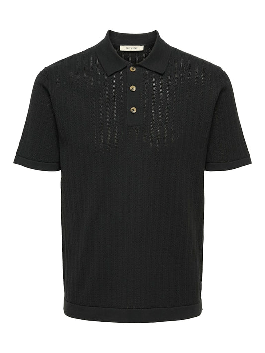 ONSMOON REG 12 SS POLO KNIT - Black
