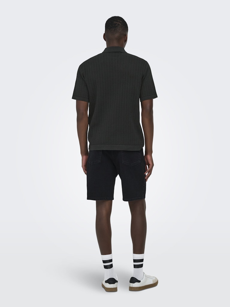 ONSMOON REG 12 SS POLO KNIT - Black