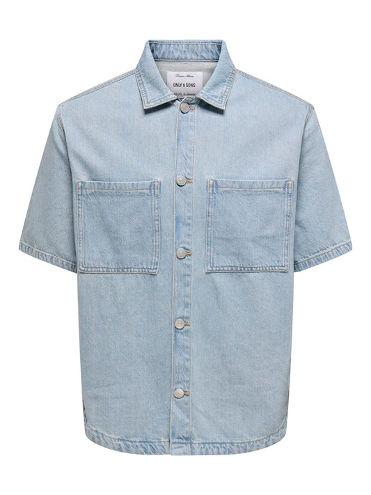 ONSALP S/S BOX AZG DNM SHIRT - Medium Blue Denim