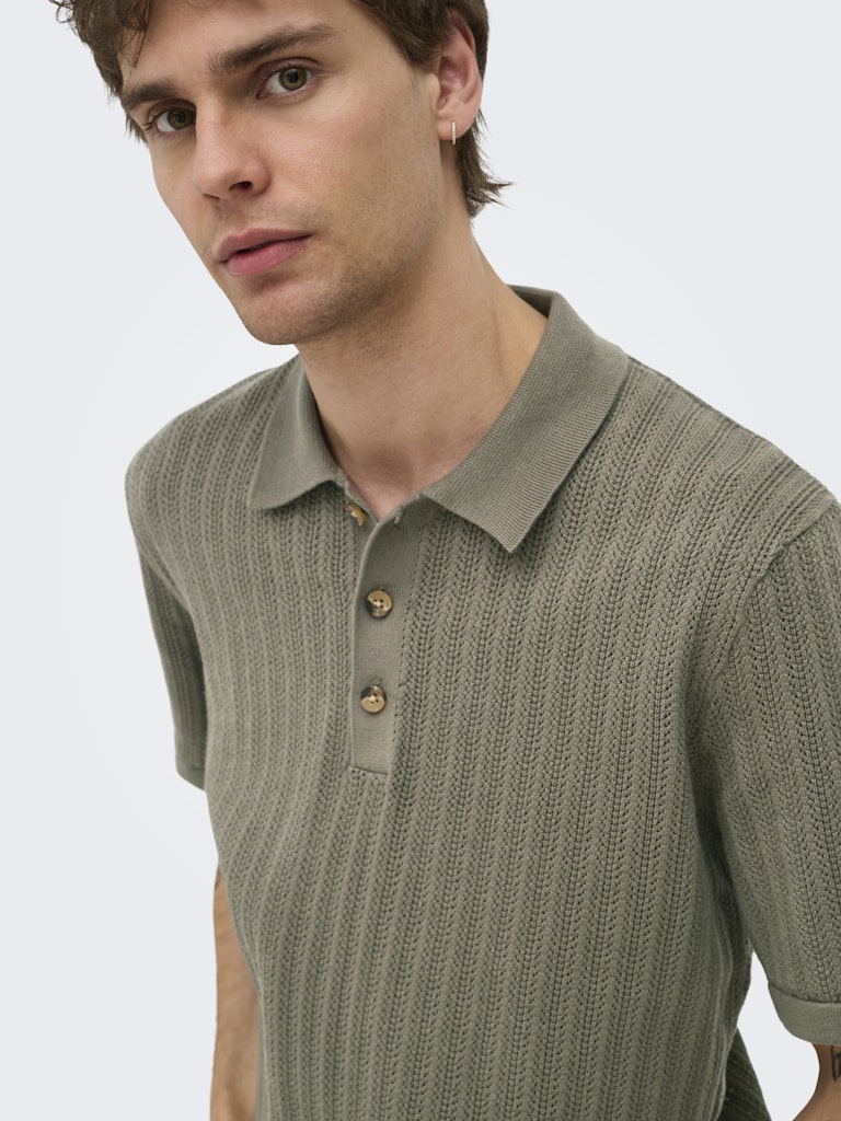 ONSMOON REG 12 SS POLO KNIT - Bungee Cord