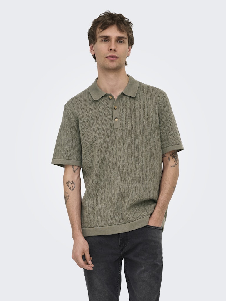 ONSMOON REG 12 SS POLO KNIT - Bungee Cord