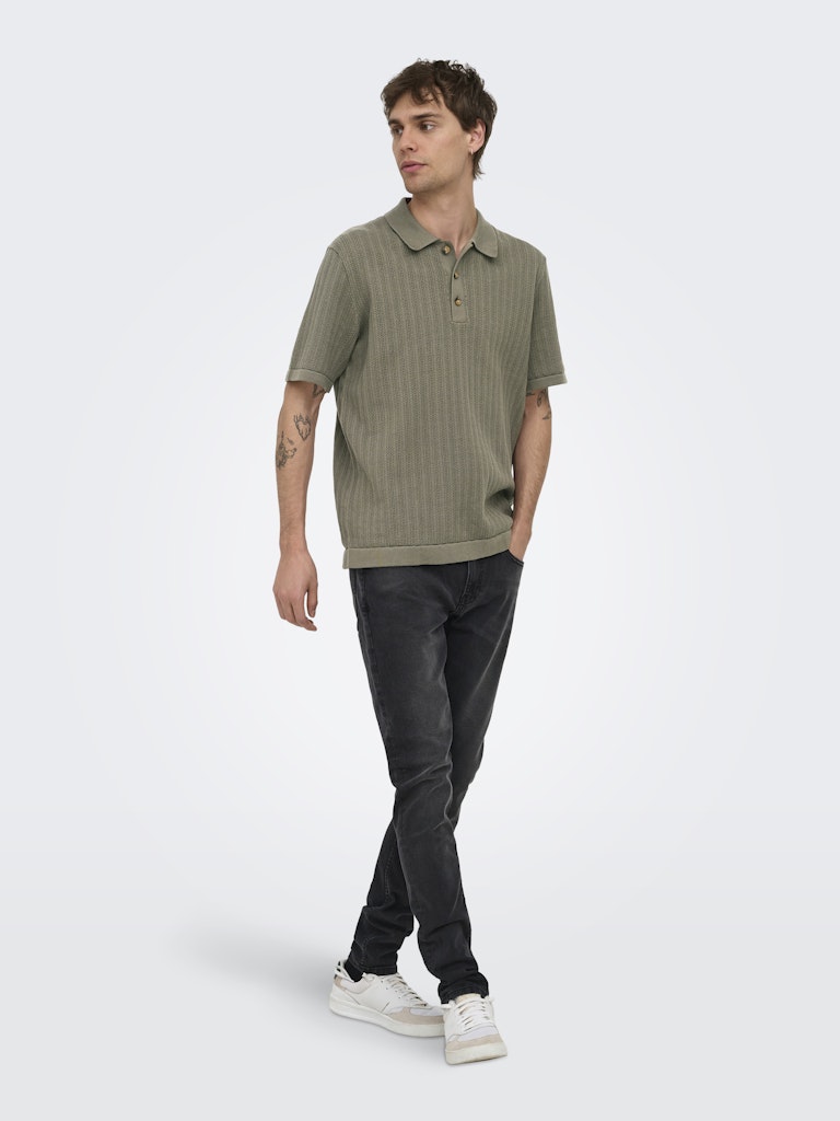 ONSMOON REG 12 SS POLO KNIT - Bungee Cord