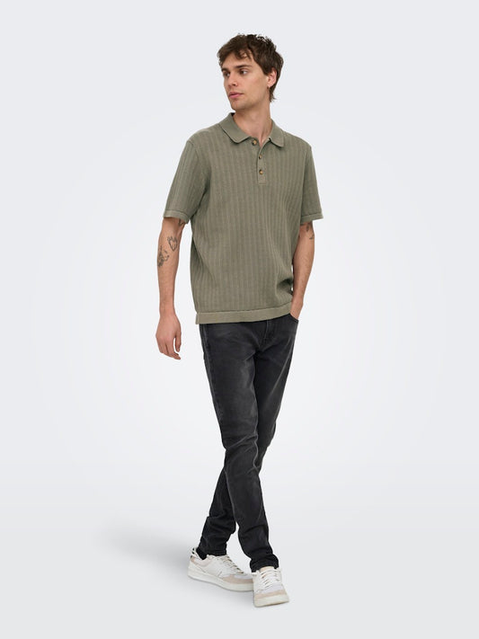 ONSMOON REG 12 SS POLO KNIT - Bungee Cord