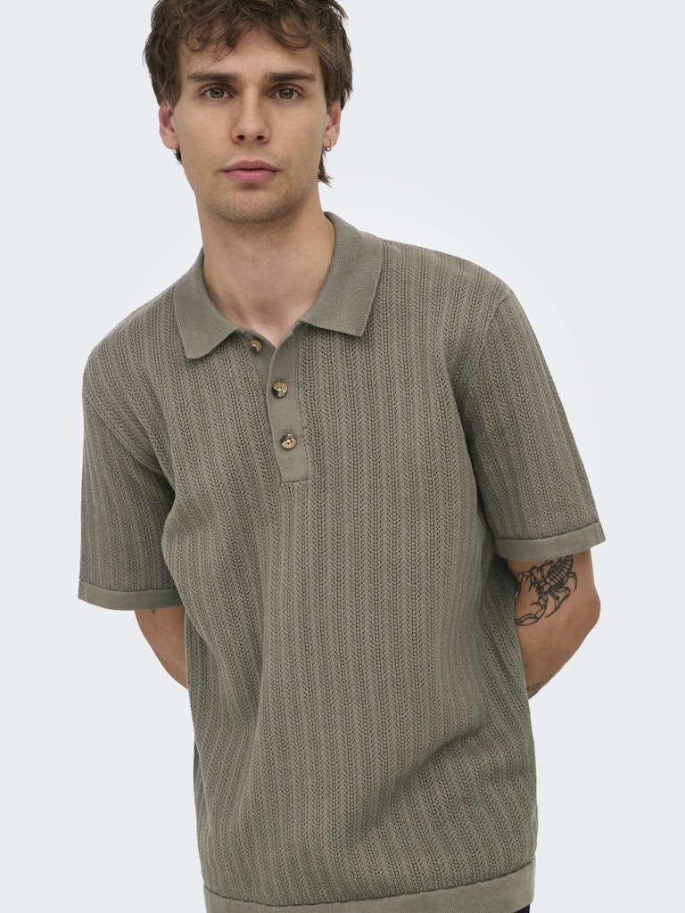 ONSMOON REG 12 SS POLO KNIT - Bungee Cord