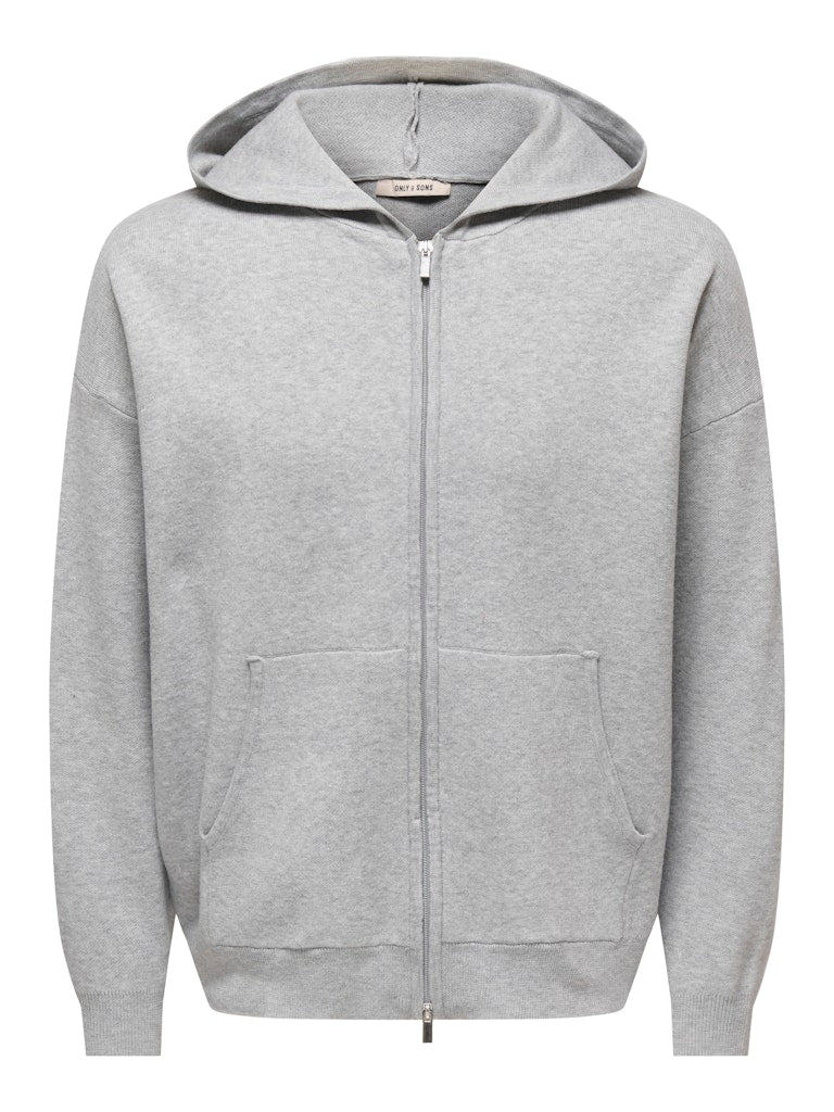 ONSSADE OVZ LS ZIP CARDIGAN KNIT - Light Grey Melange