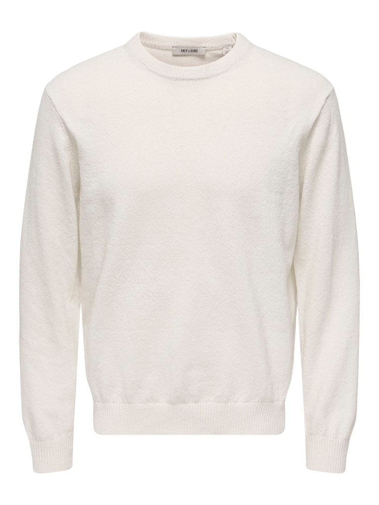 ONSJOB REG LS BOUCLE CREW KNIT - Egret