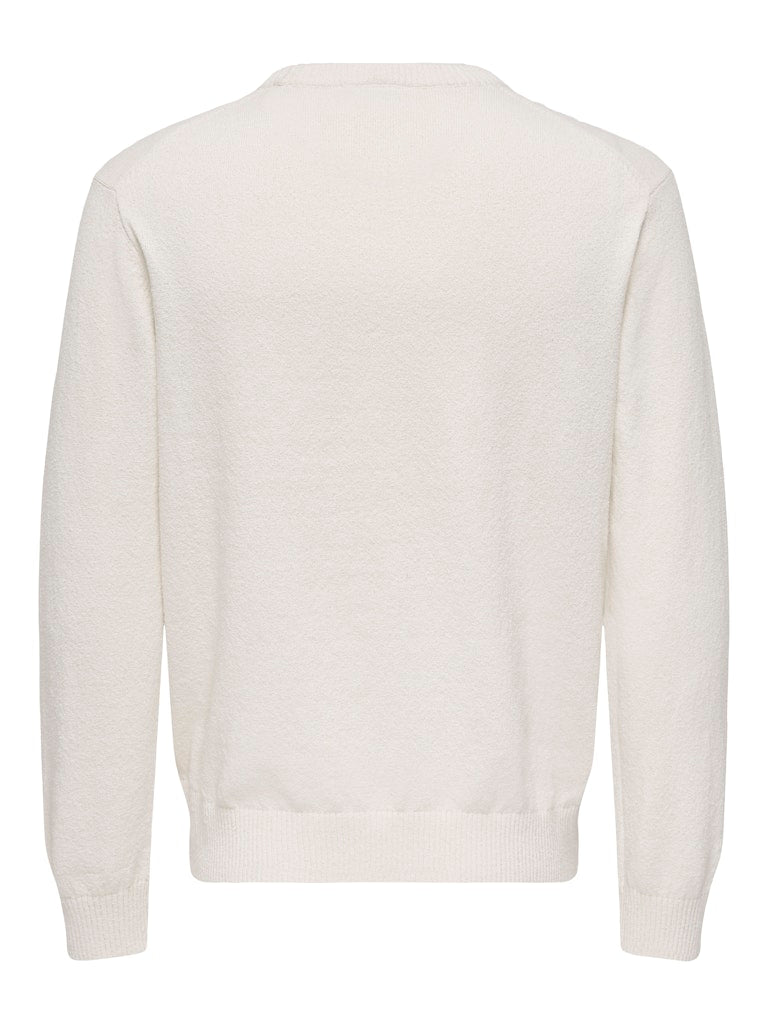 ONSJOB REG LS BOUCLE CREW KNIT - Egret