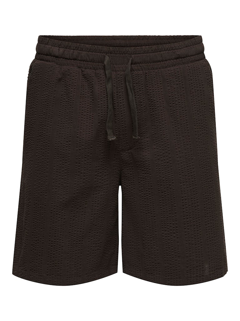 ONSCRUZ SEERSUCKER JOGGER SHORTS - Black Coffee