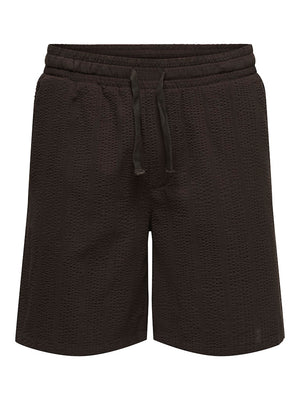 ONSCRUZ SEERSUCKER JOGGER SHORTS - Black Coffee