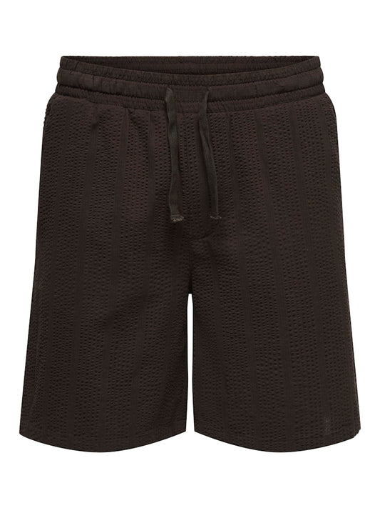 ONSCRUZ SEERSUCKER JOGGER SHORTS - Black Coffee