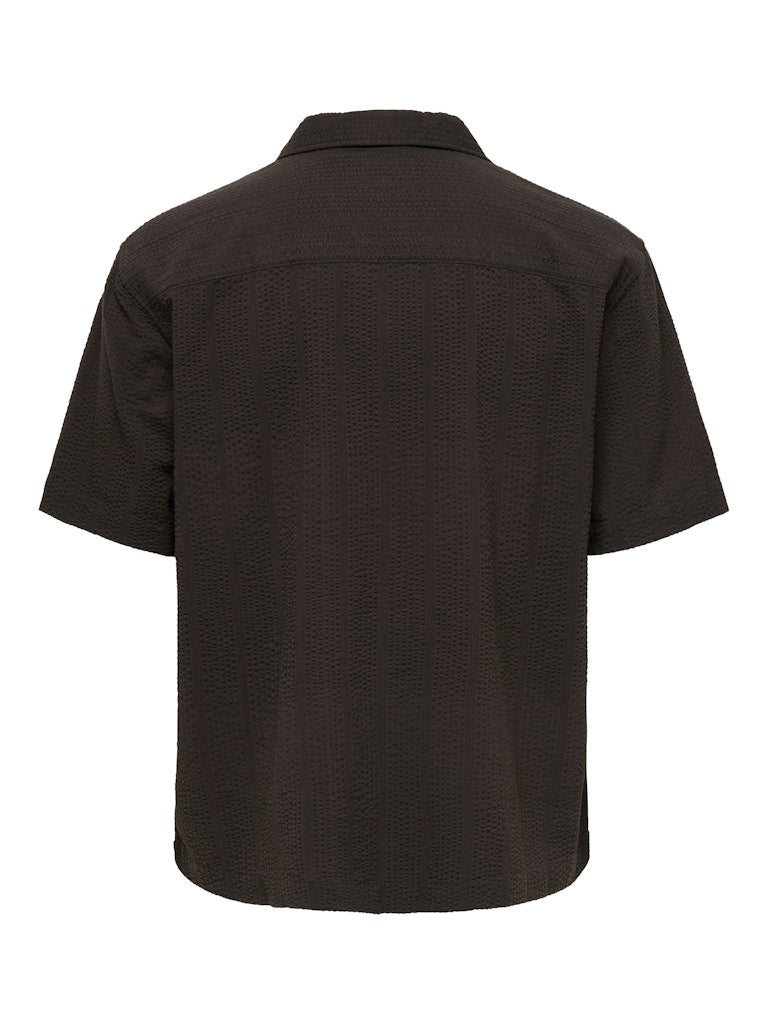 ONSCRUZ RLX SEERSUCKER RESORT SS SHIRT - Black Coffee