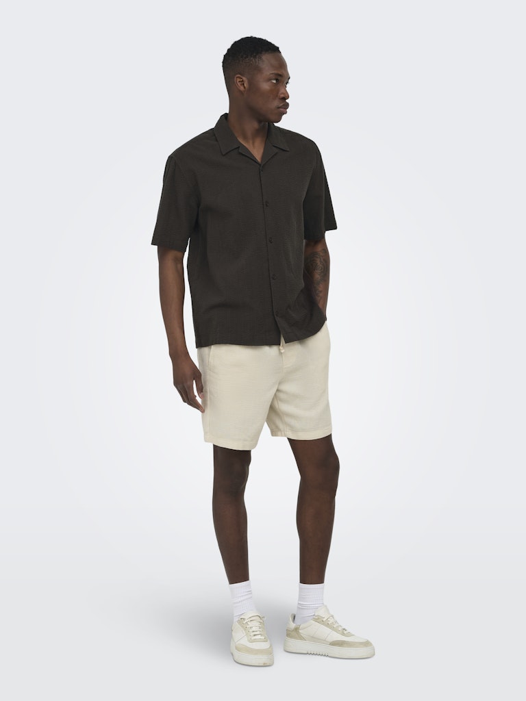 ONSCRUZ RLX SEERSUCKER RESORT SS SHIRT - Black Coffee