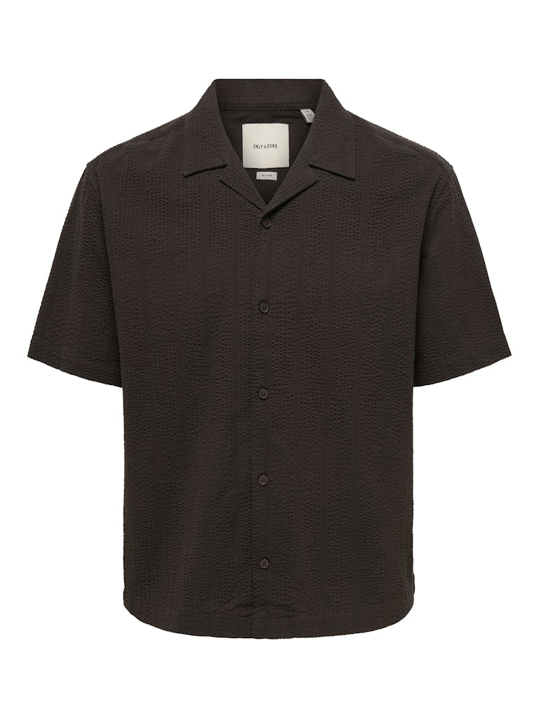 ONSCRUZ RLX SEERSUCKER RESORT SS SHIRT - Black Coffee