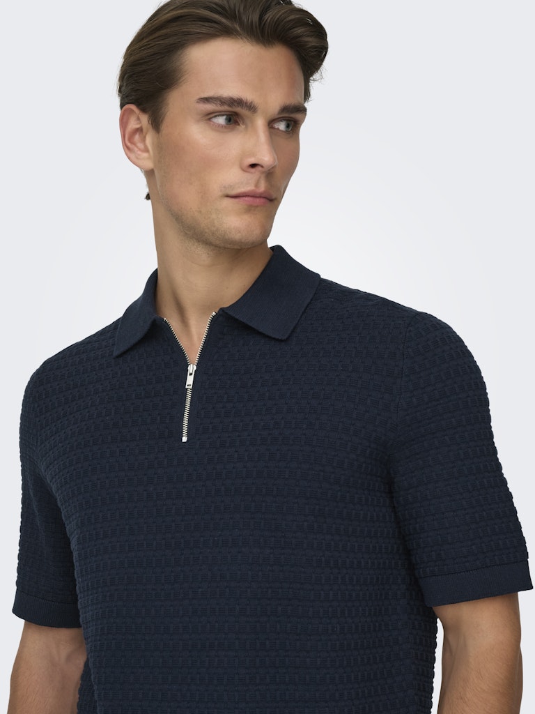ONSMENU REG SS STRUCTURE POLO KNIT - Dark Sapphire