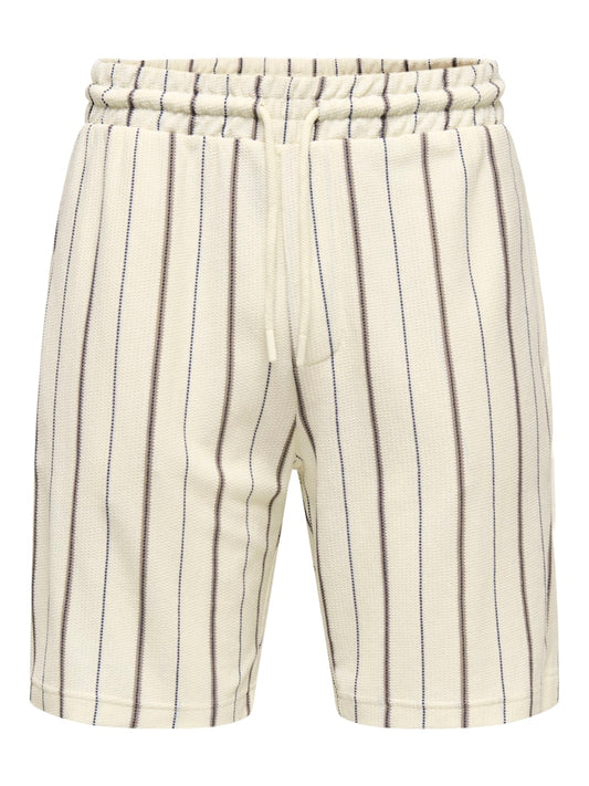 ONSNICO REG S STRIPE SHORTS - Egret/Stripes:Naval Academy Desert Taupe