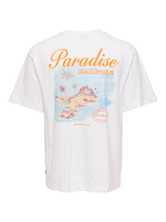 ONSMALIK VACA LIFE RLX SS TEE - Bright White/Paradise