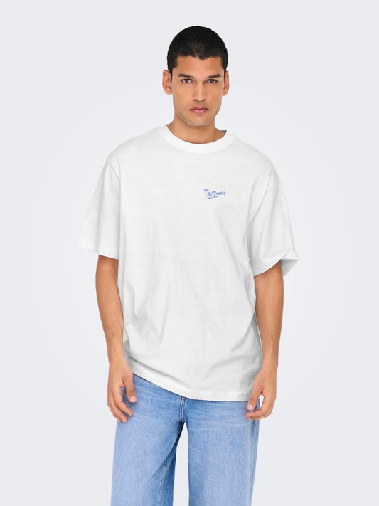 ONSMILO SKETCH LIFE RLX COAST SS TEE - Birght White/Slow Vacation