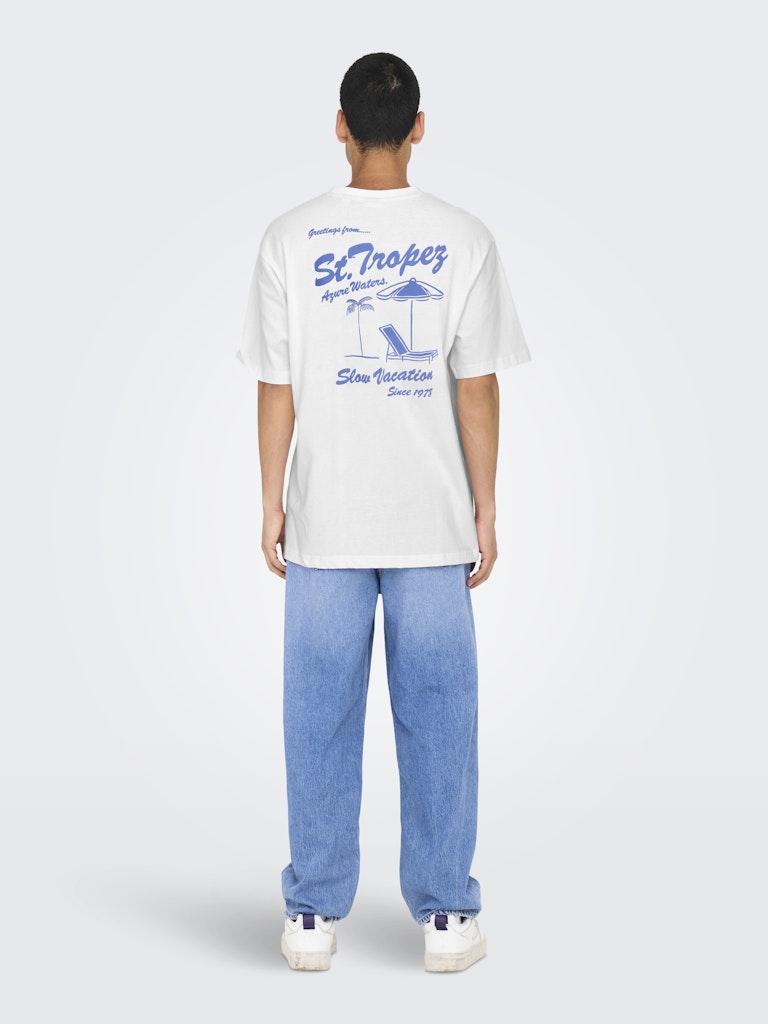 ONSMILO SKETCH LIFE RLX COAST SS TEE - Birght White/Slow Vacation
