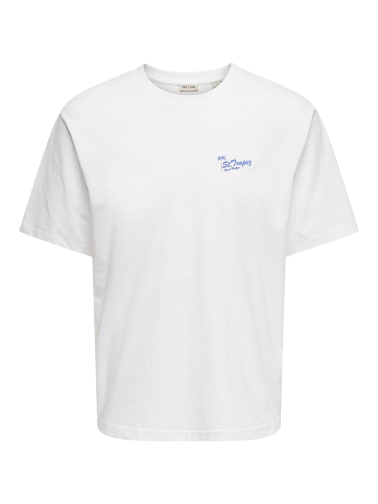 ONSMILO SKETCH LIFE RLX COAST SS TEE - Birght White/Slow Vacation
