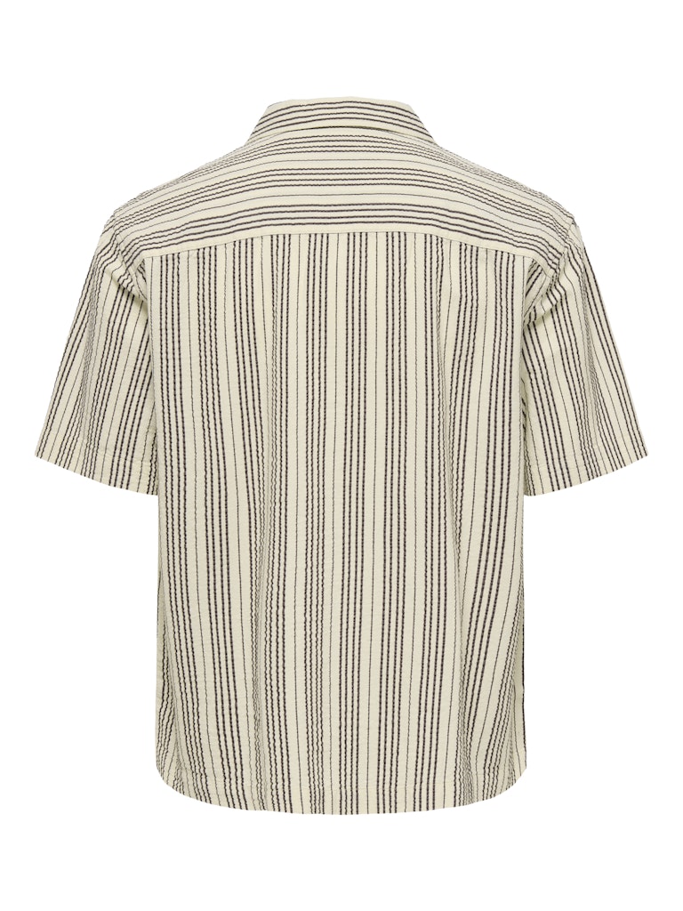 ONSCRUZ RLX SEERSUCKER RESORT SS SHIRT - Antique White/Black Coffee Stripes