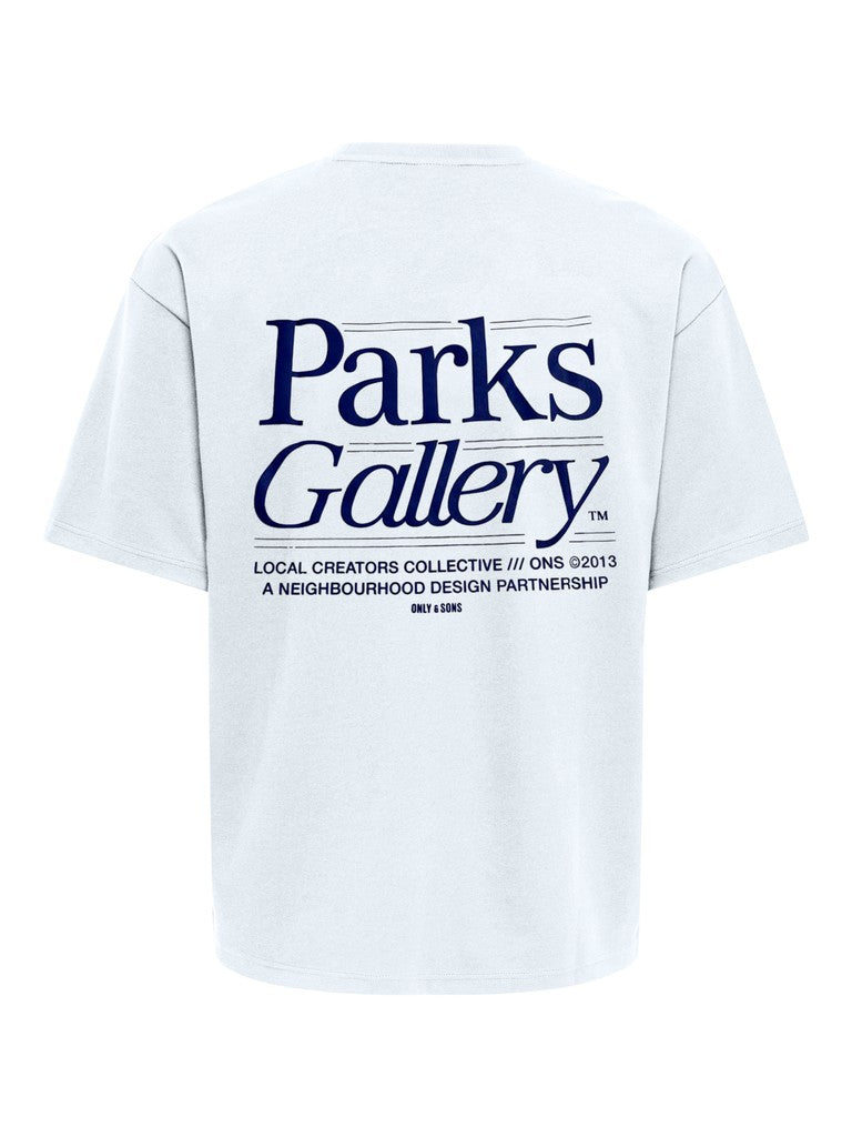 ONSPARKS GALLERY AIR BOXY SS TEE - Bright White/Royal Blue Print