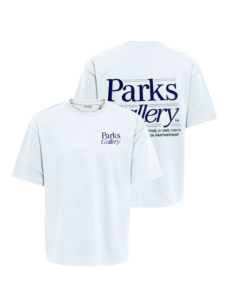 ONSPARKS GALLERY AIR BOXY SS TEE - Bright White/Royal Blue Print