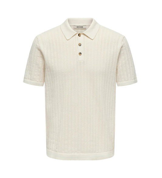 ONSMOON REG 12 SS POLO KNIT - Egret