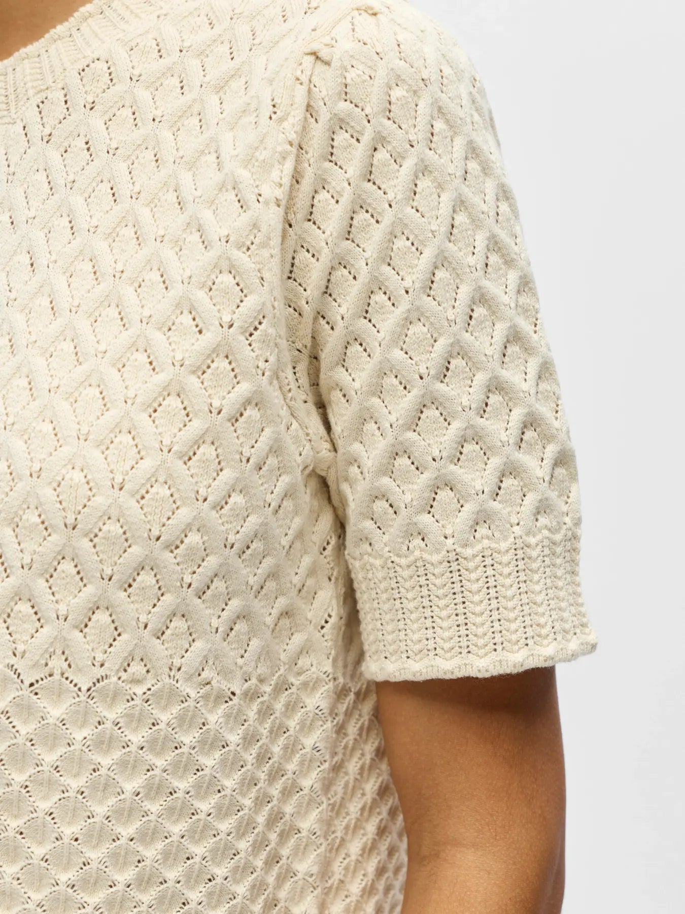 OBJNOA S/S RE KNIT PULLOVER - Birch