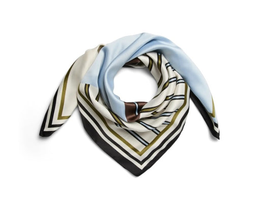 PCAMANDA SQUARE SCARF - Cashmere Blue/Graphic Print