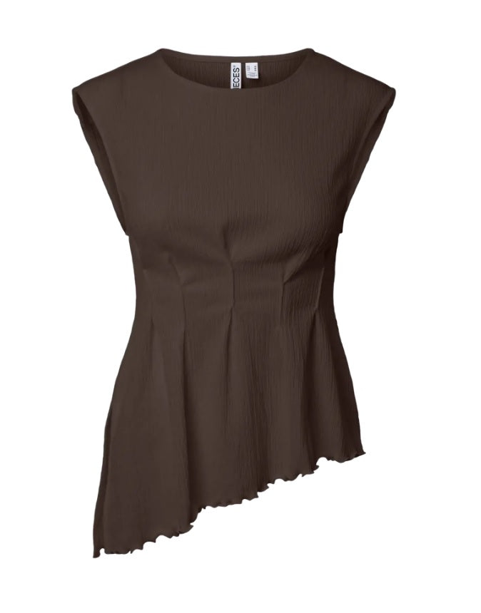PCMALIE SL ASYMETRIC TOP - Hot Fudge