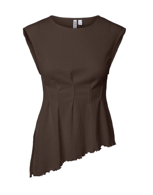 PCMALIE SL ASYMETRIC TOP - Hot Fudge