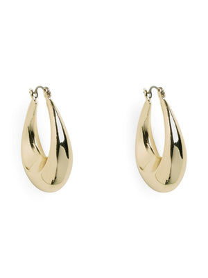 PCBIALINE J HOOP EARRINGS BUNDLE - Gold Colour/Elongated hoops