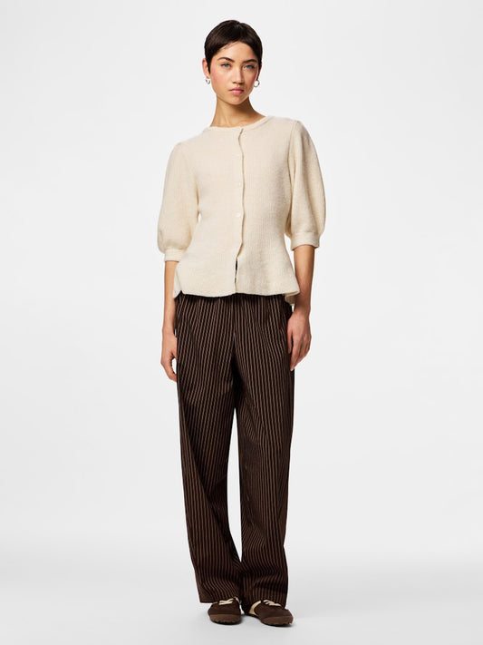 PCSILLY SS PUFF KNIT CARDIGAN - Birch
