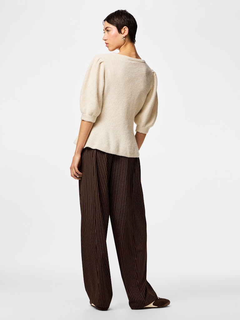 PCSILLY SS PUFF KNIT CARDIGAN - Birch