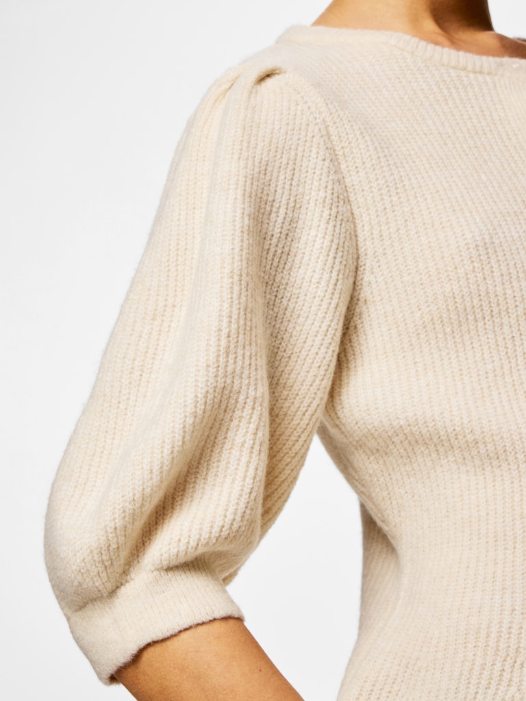 PCSILLY SS PUFF KNIT CARDIGAN - Birch
