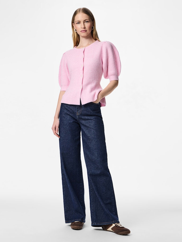 PCSILLY SS PUFF KNIT CARDIGAN - Roseate Spoonbill