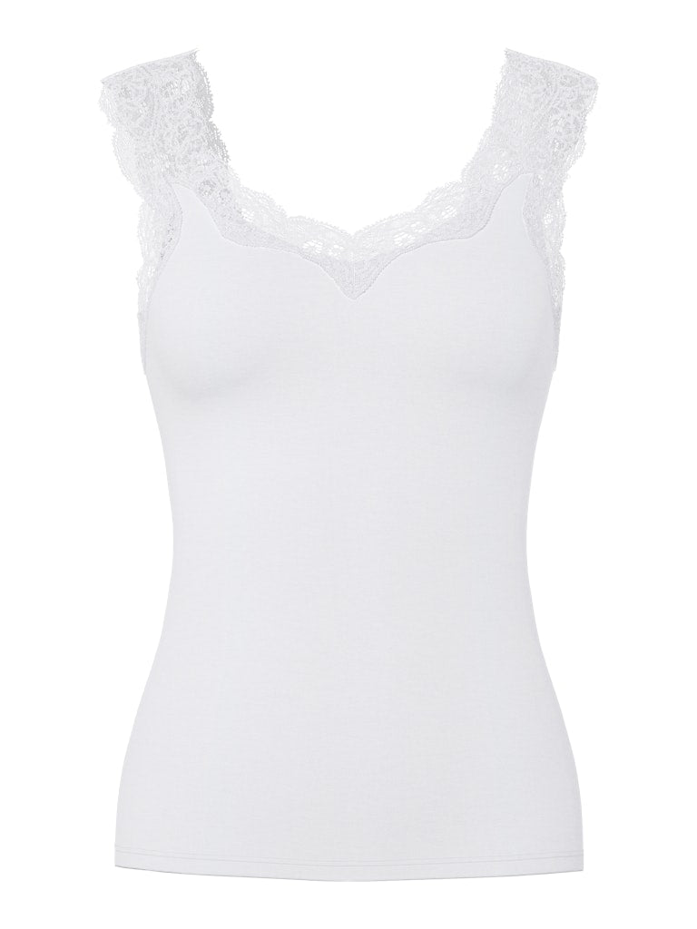 PCBARBERA LACE TOP - Bright White