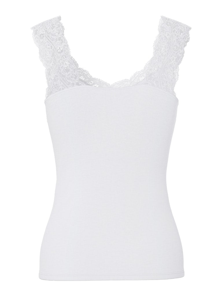 PCBARBERA LACE TOP - Bright White