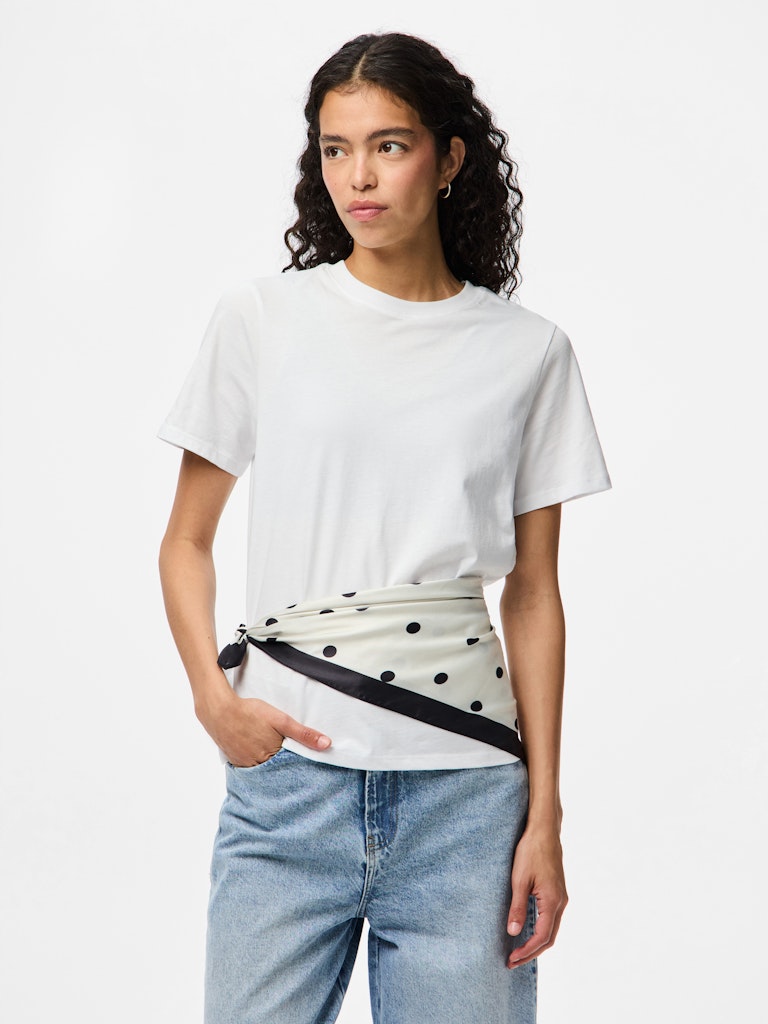 PCDONNIE SQUARE SCARF Birch/Black Dots