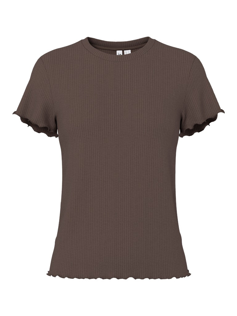 PCNICCA SS O-NECK TOP - Hot Fudge