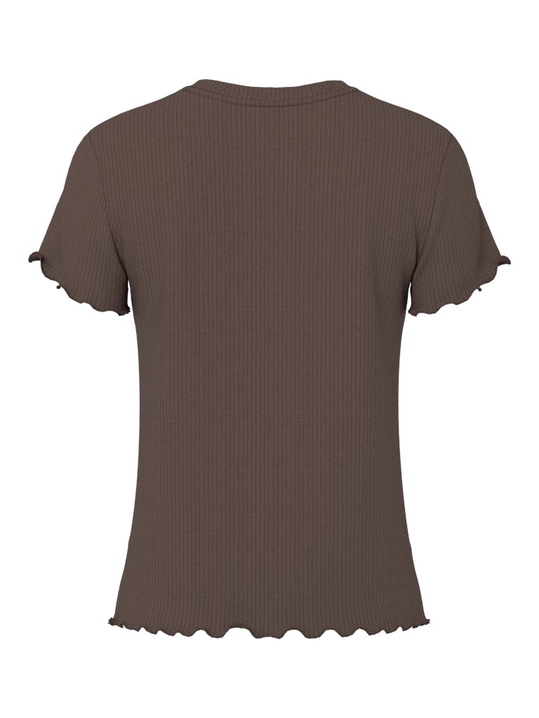 PCNICCA SS O-NECK TOP - Hot Fudge